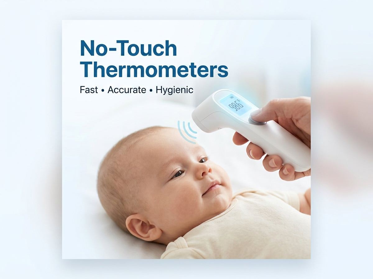 No-touch forehead thermometers